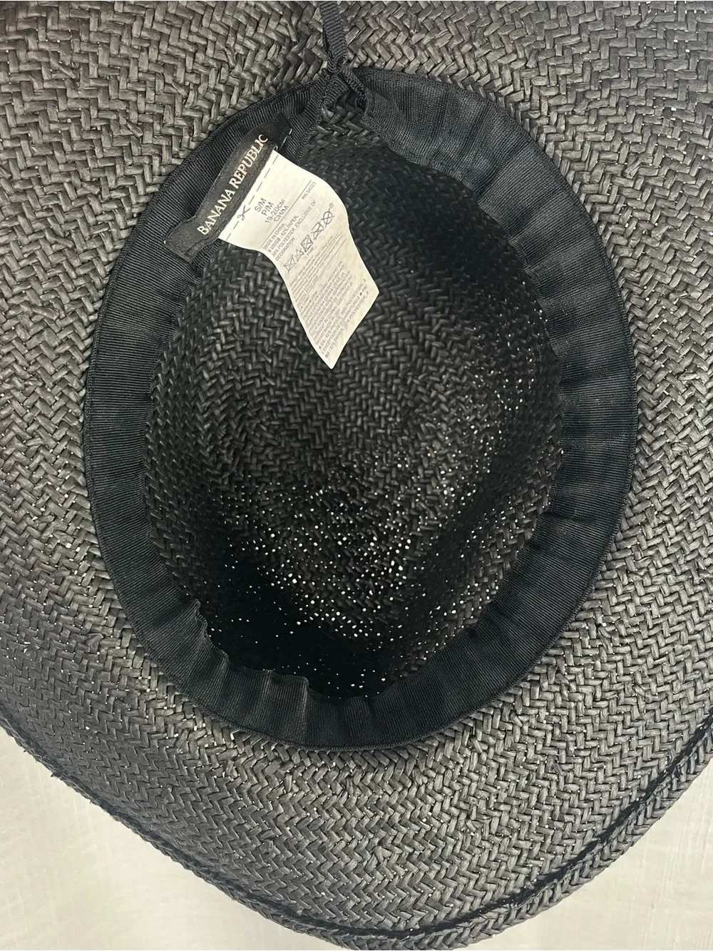 Banana Republic Sun Hat Charcoal Grey Paper Straw Adjustable